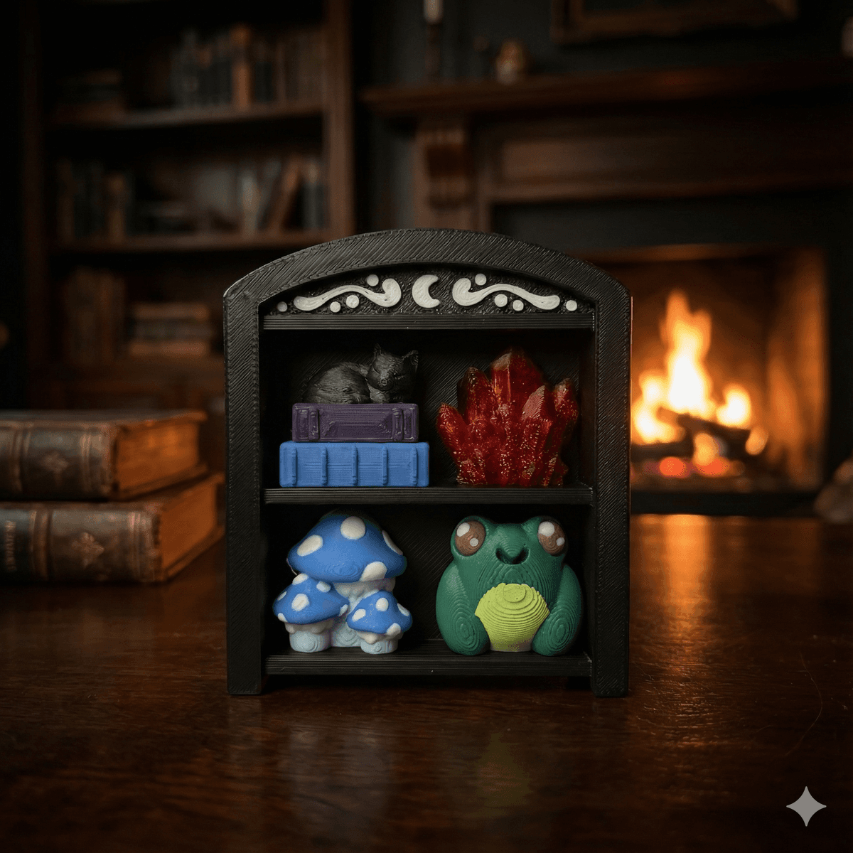 2x2 bookshelf fidget clicker with 4 clickable slots