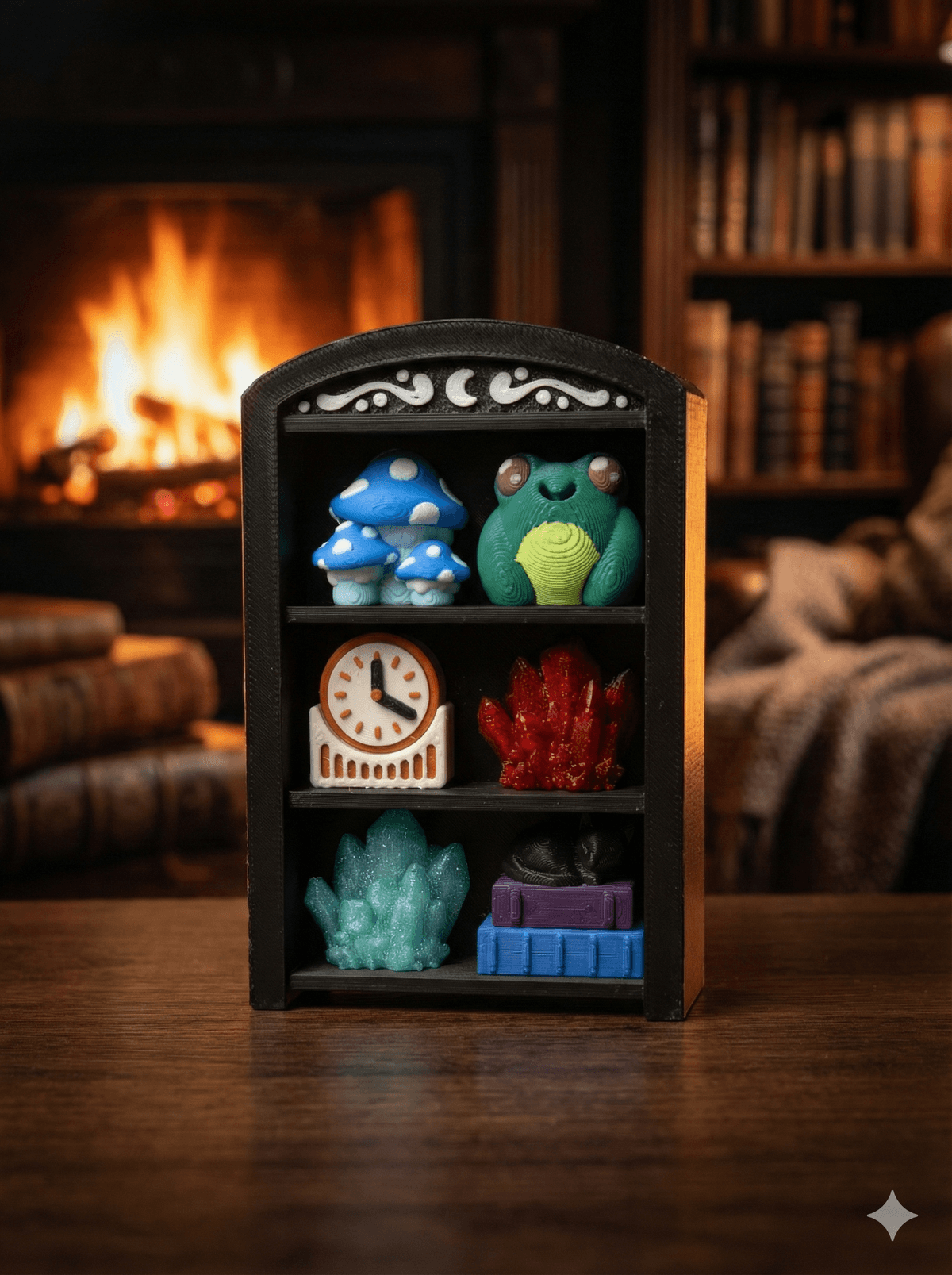 2x3 bookshelf fidget clicker with 6 clickable slots