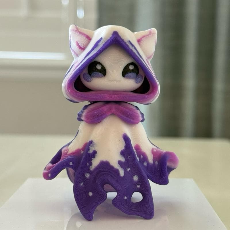 Flexi Glow in the Dark Floaty Ghost Figurine Sparkling Glitter White Base with Blue Black Pink Hues Unique Interactive Decor for Shelves or Desks Decoration Ornaments — image 1